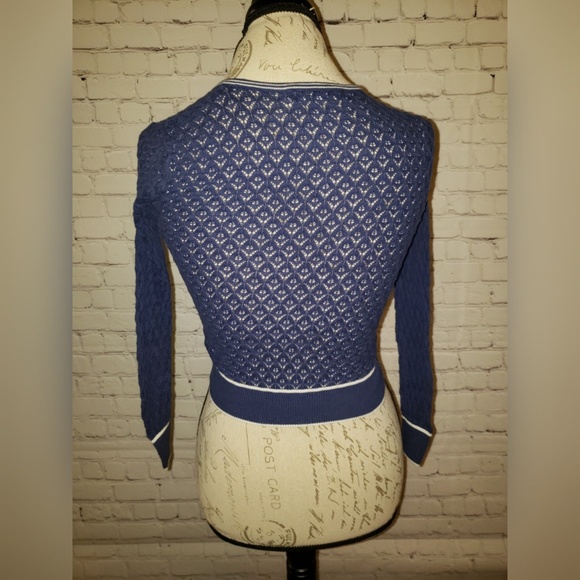 Knit Cropped Cardigan - Blue - Picture 2 of 3